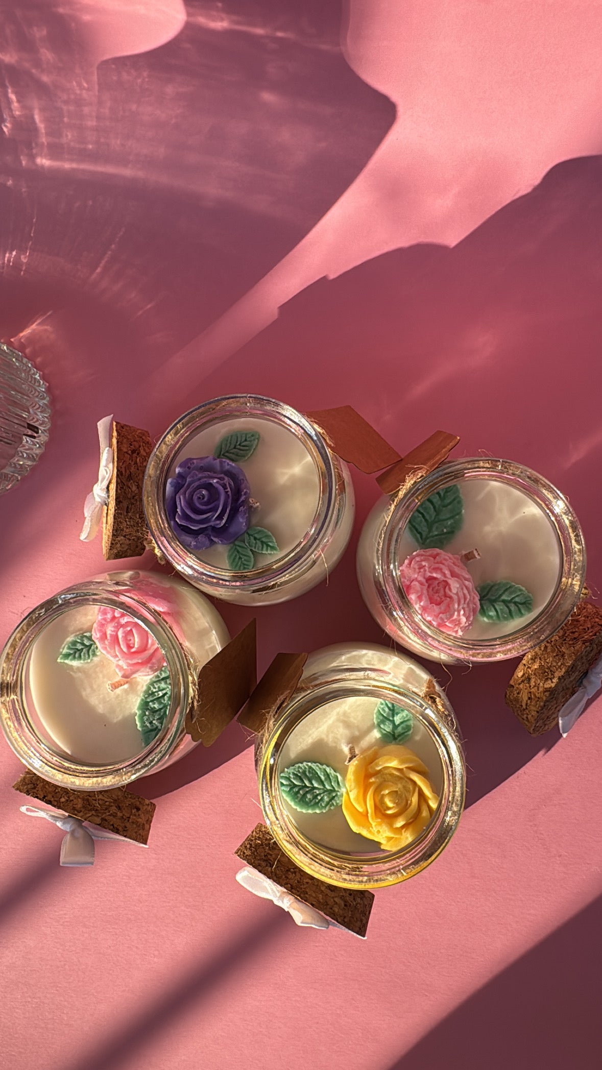 Rose Botanical Soy Wax Jar Candle — Hand-Sculpted 3D Rose Embed | WarmWhiff