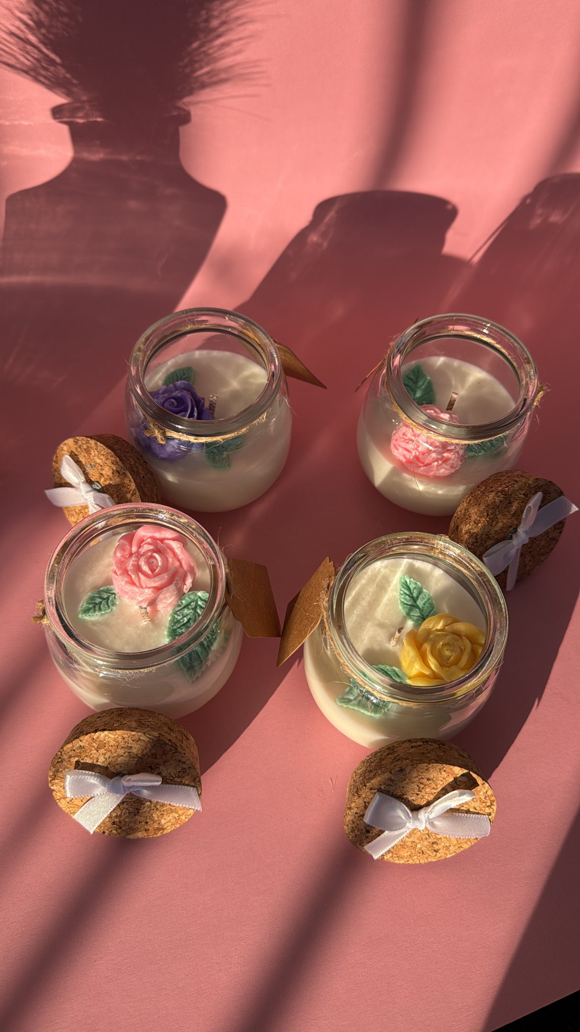 Rose Botanical Soy Wax Jar Candle — Hand-Sculpted 3D Rose Embed | WarmWhiff