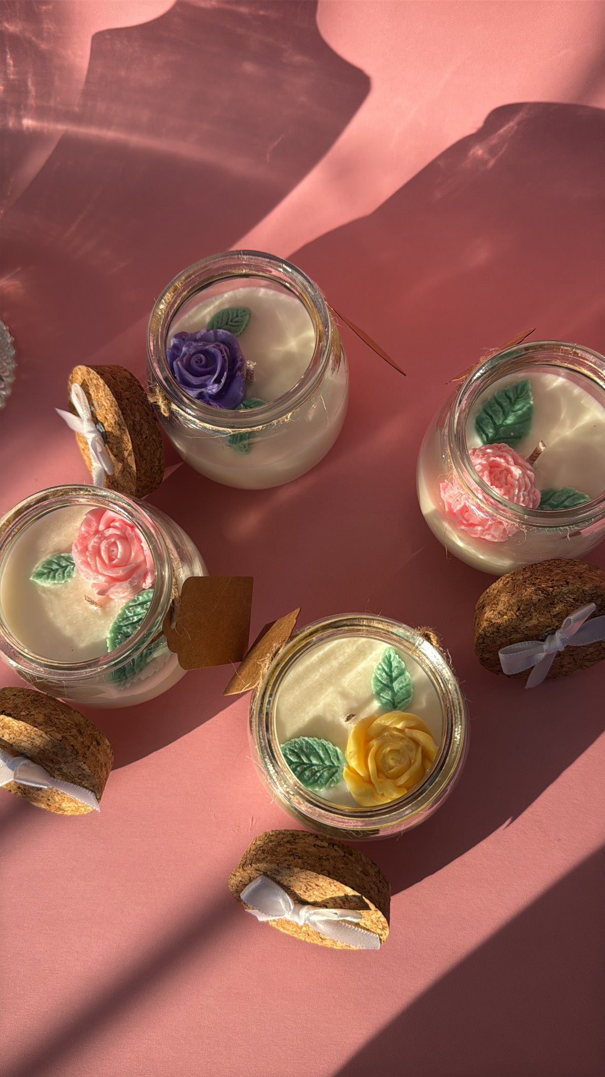 Rose Botanical Soy Wax Jar Candle — Hand-Sculpted 3D Rose Embed | WarmWhiff
