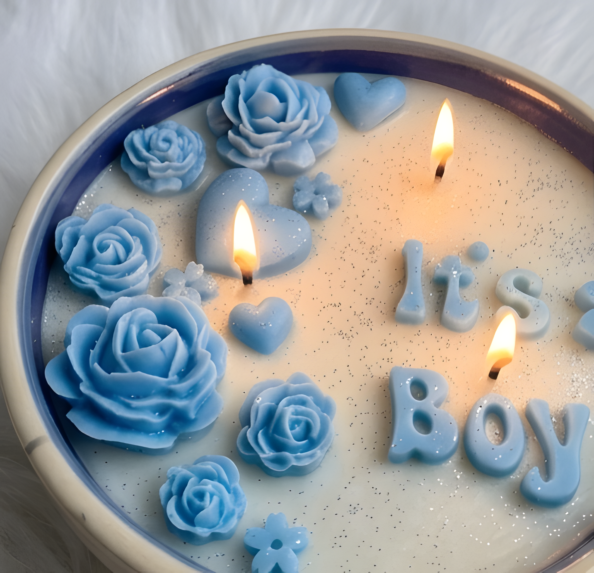 It's a Boy" Custom Celebration Candle Bowl