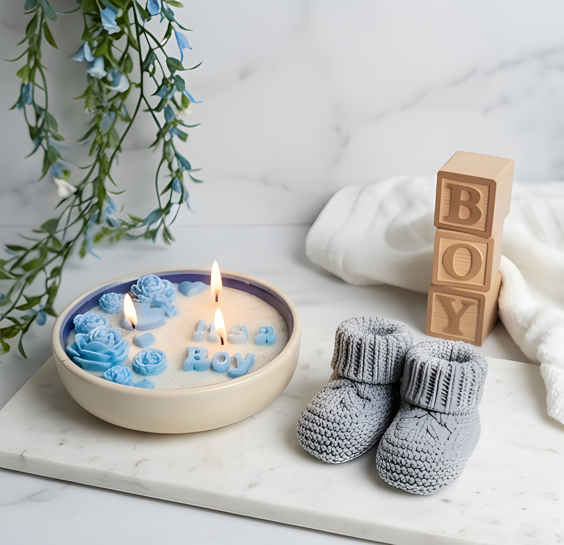 It's a Boy" Custom Celebration Candle Bowl