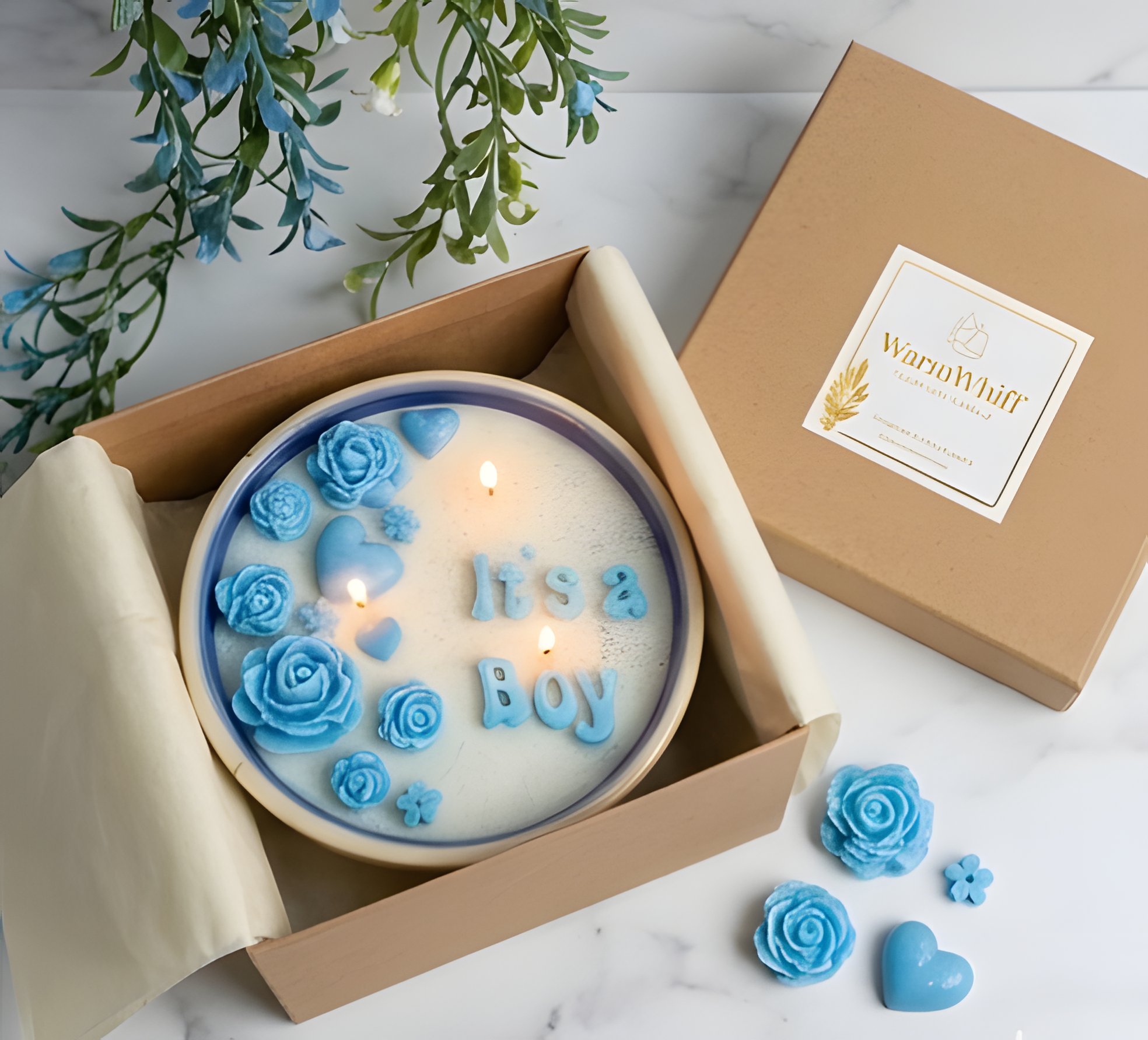It's a Boy" Custom Celebration Candle Bowl