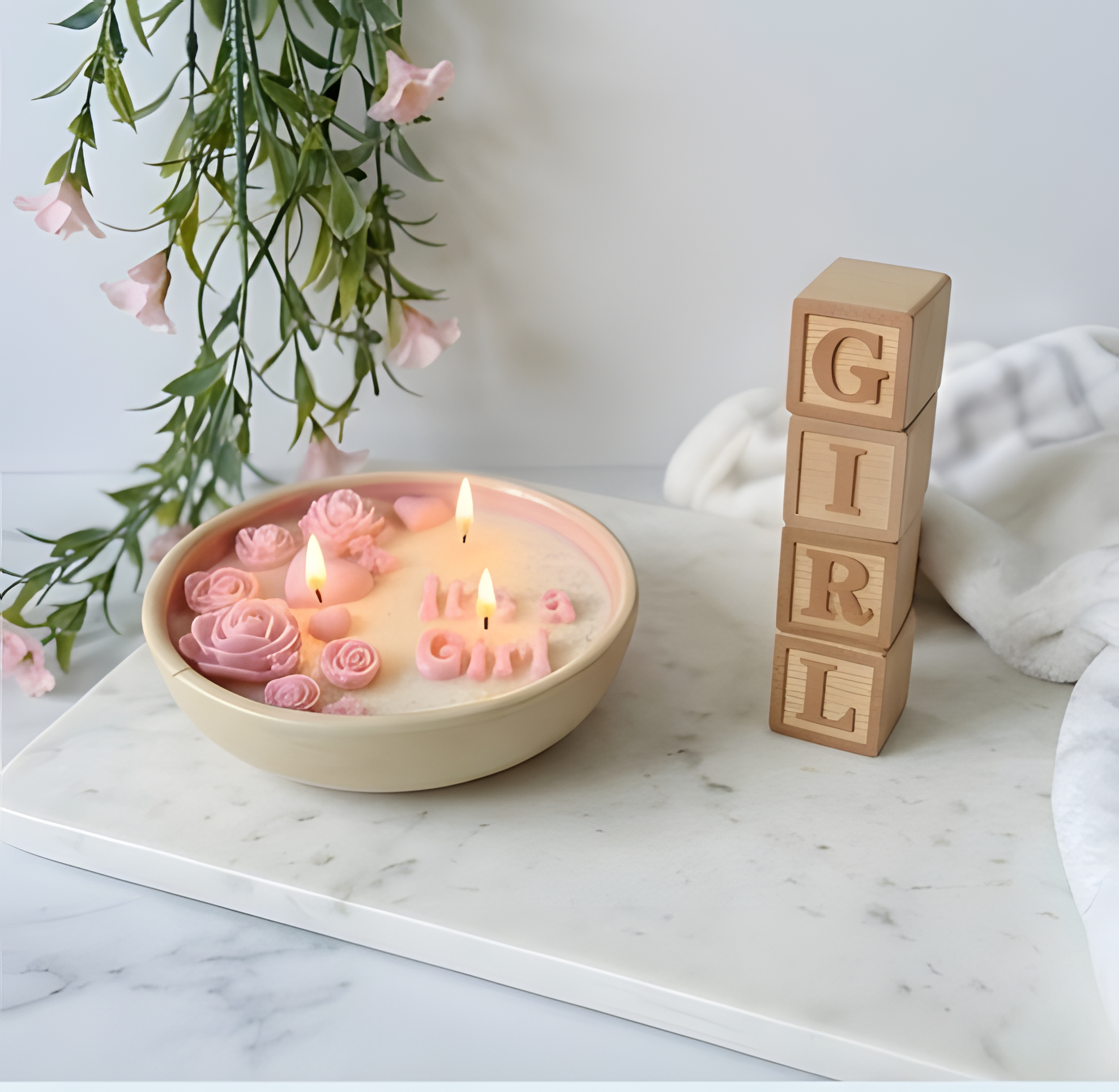It's a Girl" Custom Celebration Candle Bowl
