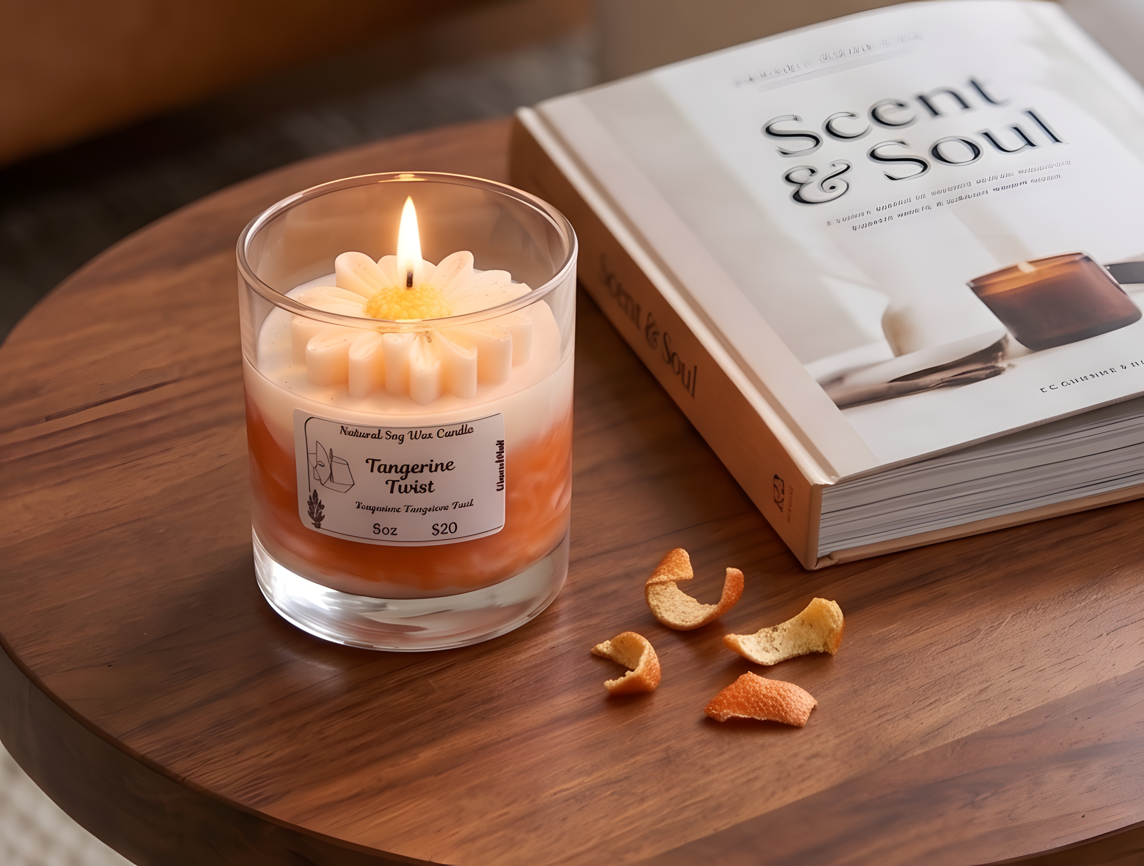 Marble Flower Candle – Tangerine Twist