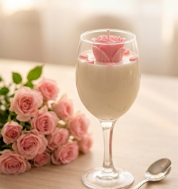 The "Rosé Romance" Wine Glass Scented Candle – Blooming Rose Edition