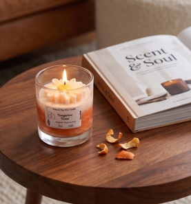 Marble Flower Candle – Tangerine Twist