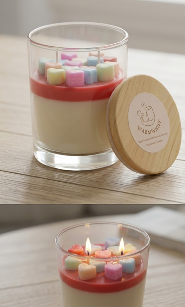 Sweethearts" Dual-Wick Artisan Candle – Pastel Hearts Edition