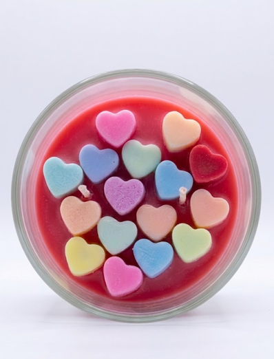 Sweethearts" Dual-Wick Artisan Candle – Pastel Hearts Edition
