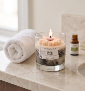 Marble Flower Candle – Eucalyptus & Sea Salt