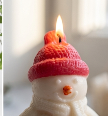 Snowman Sculptural Pillar Candle