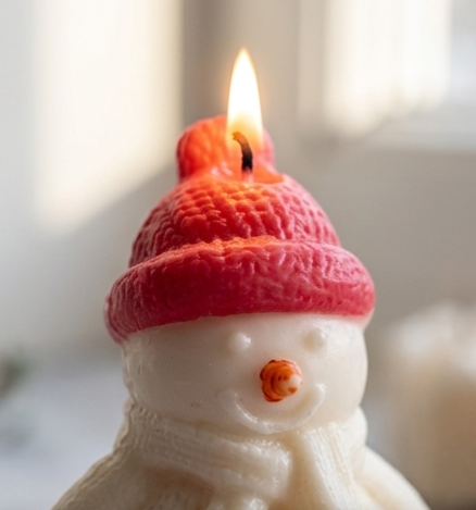 Snowman Sculptural Pillar Candle