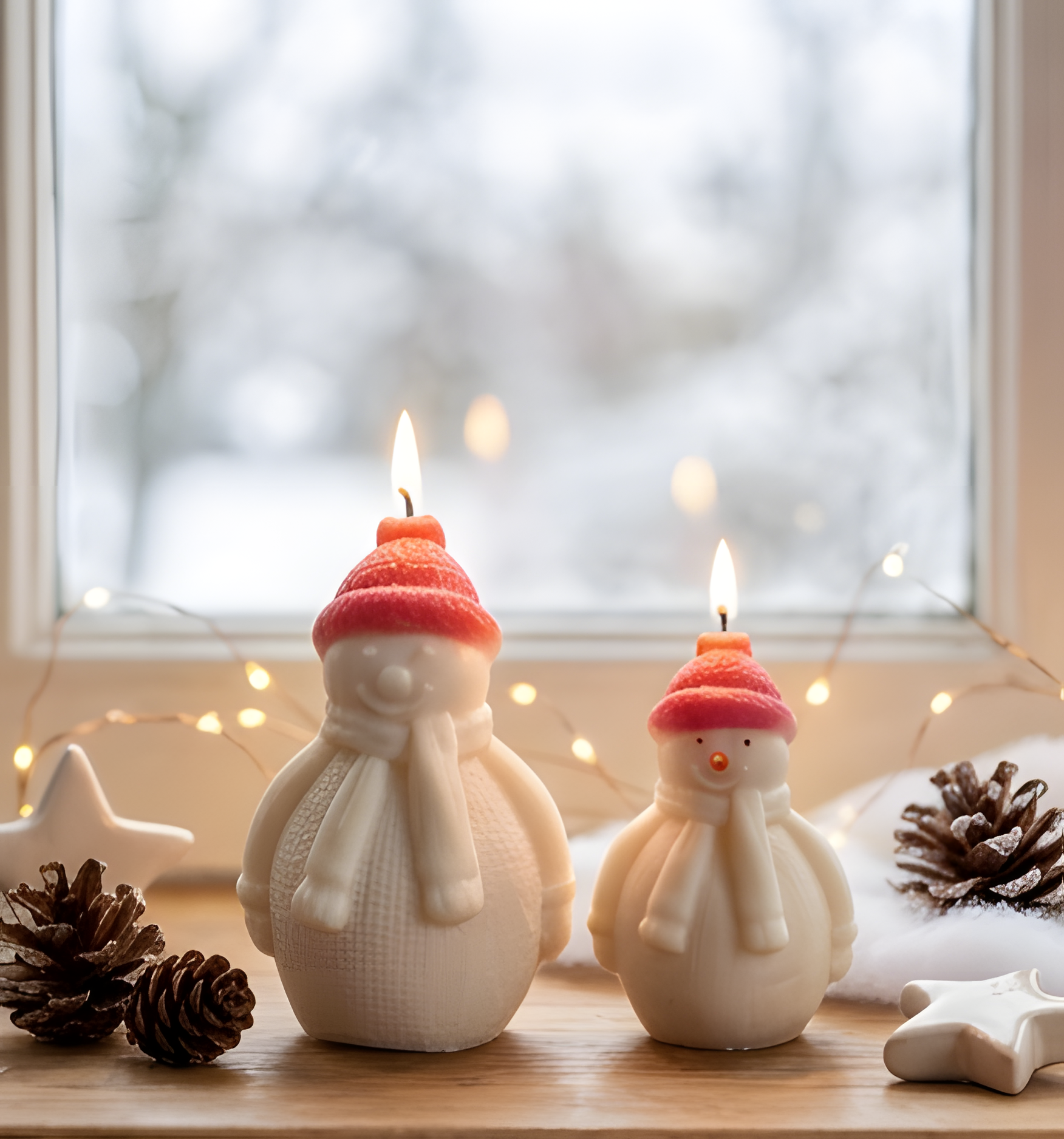 Snowman pillar candle — hand-sculpted holiday soy wax by WarmWhiff