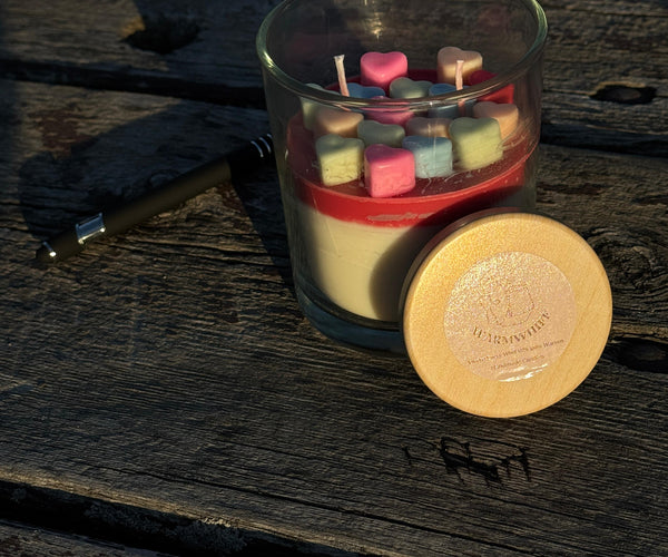 Sweethearts" Dual-Wick Artisan Candle – Pastel Hearts Edition