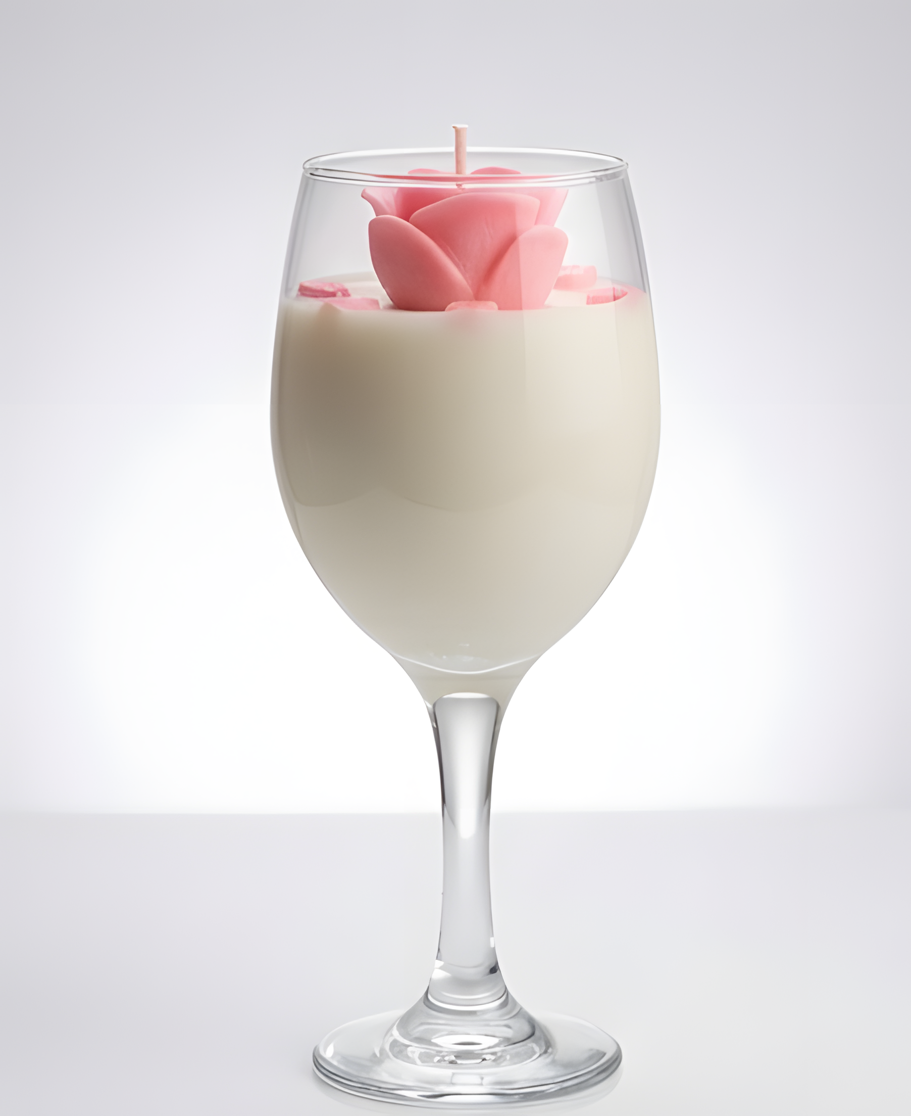 The "Rosé Romance" Wine Glass Scented Candle – Blooming Rose Edition
